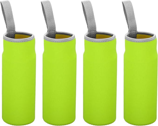 PATIKIL 65mmx180mm Water Bottle Sleeve, 4 Pack Neoprene Insulated Bottle Bag Holder Carrier Pouch with Finger Strap, Green