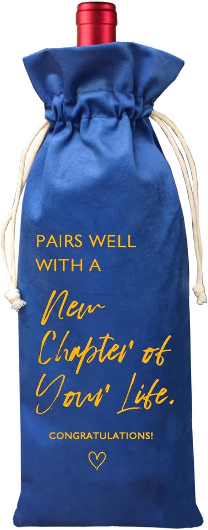 TBITON New Job Gifts Wine Bag, Going Away Gifts for Friends, New Beginnings Gifts for Women, New House, Engagement, Retirement Gift, Pairs Well With a New Chapter of Your Life (New Chapter-Blue)