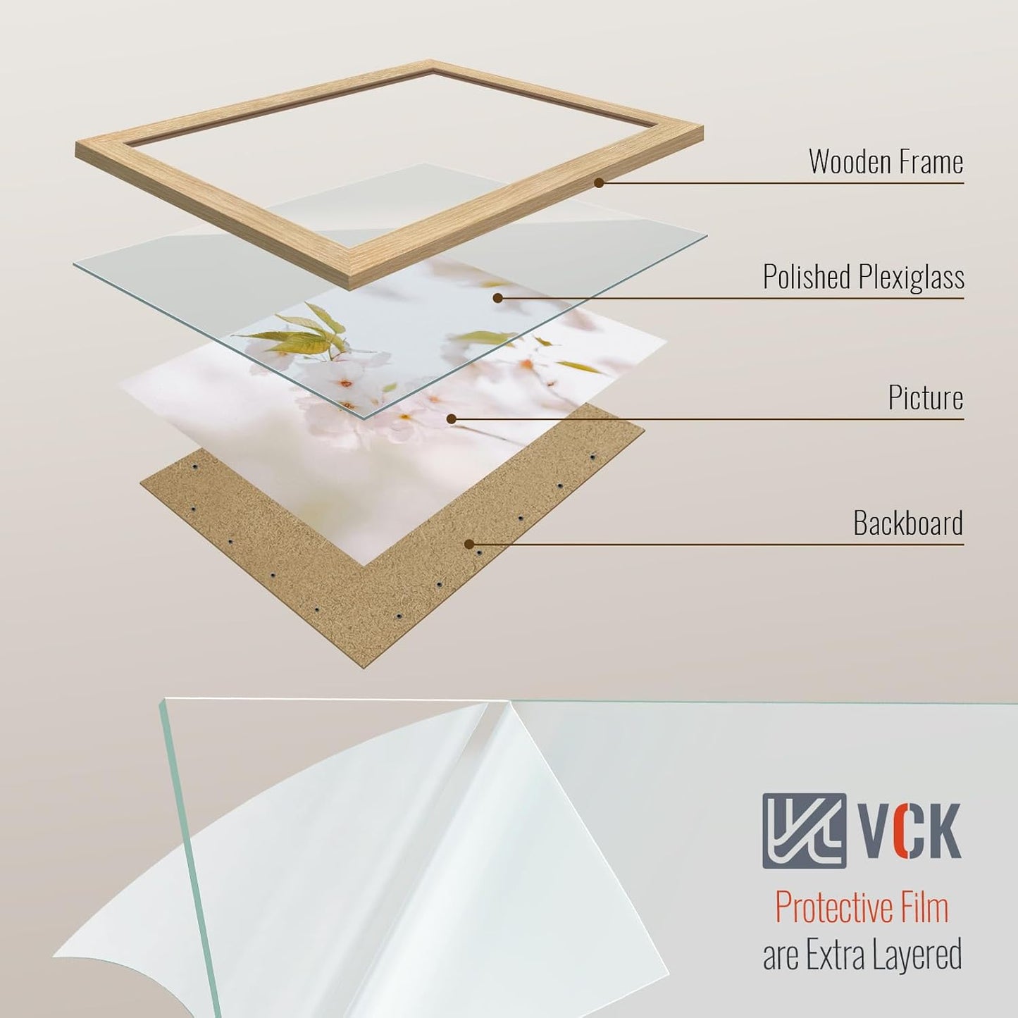 VCK 16x20 Poster Frame 3 Pack - Oak, Natural Solid Wood Picture Frames for Wall, Wall Gallery Frame