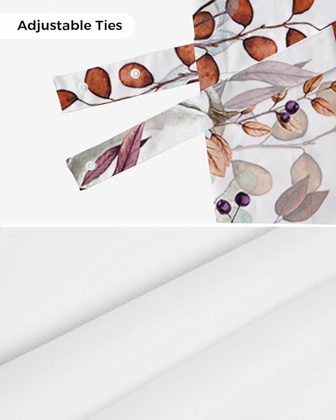 Fall Thanksgiving Blackout Tie Up Valance Curtains for Kitchen Windows Watercolor Autumn Pumpkins Eucalyptus Leaves Window Toppers Balloon Shades for Living Room/Bathroom/Bedroom,42" X 18",Blue Orange