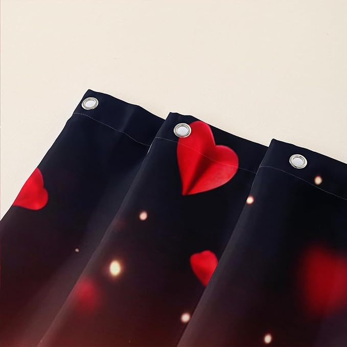 AILONEN 3D Rose Shower Curtain for Bathroom, Red Rose Hearts Print Bath Curtain,Romantic Rose Flower Shower Curtain Decoration Waterproof with 12 Plastic Hooks, 72" W*78" H