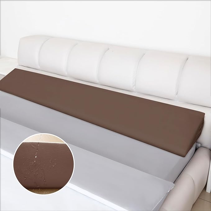 WdFour Bed Wedge Pillow, Close Off Headboard, Wall and Mattress Gap. Incline, Slanted Sweat-Proof Pillow for Neck and Back Pain Relief Anti-snoring for Comfortable Sleeping.(Chocolate,76Wx10Dx6H)
