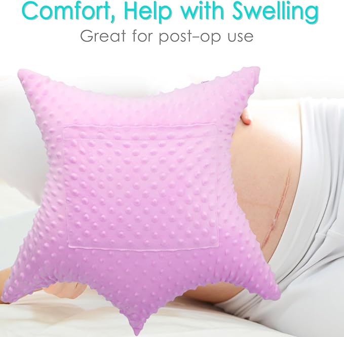 Star Hysterectomy Pillow Abdominal Recovery Pillows for C-Section Tummy Tuck Lumpectomy Myomectomy Belly Surgery Must Haves Shock Absorbing Cough Cushion Patients Gifts Minky Dot Lavender