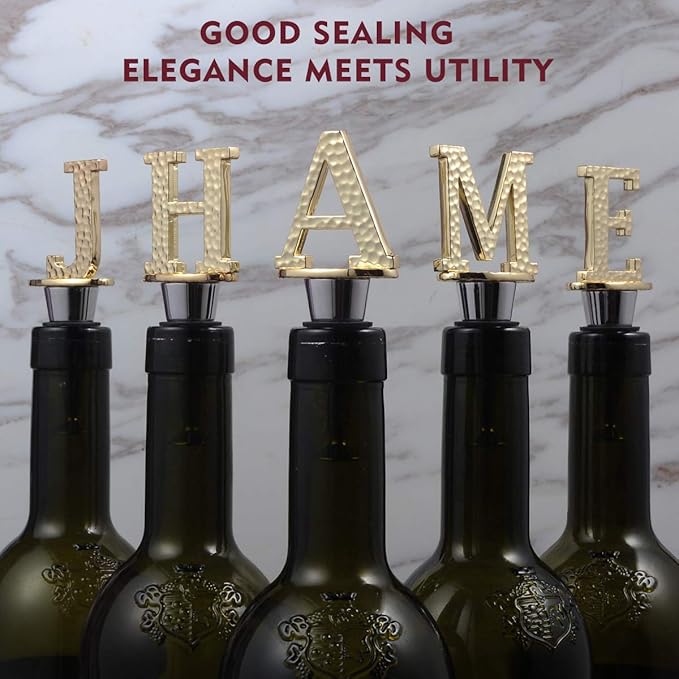 Miicol Wine Stopper, Prosecco Stopper, Wine Bottle Stopper, Personalised Champagne Stopper, Gold Wine Accessories, Wine Lovers Gift, Monogram Gift, Letter A