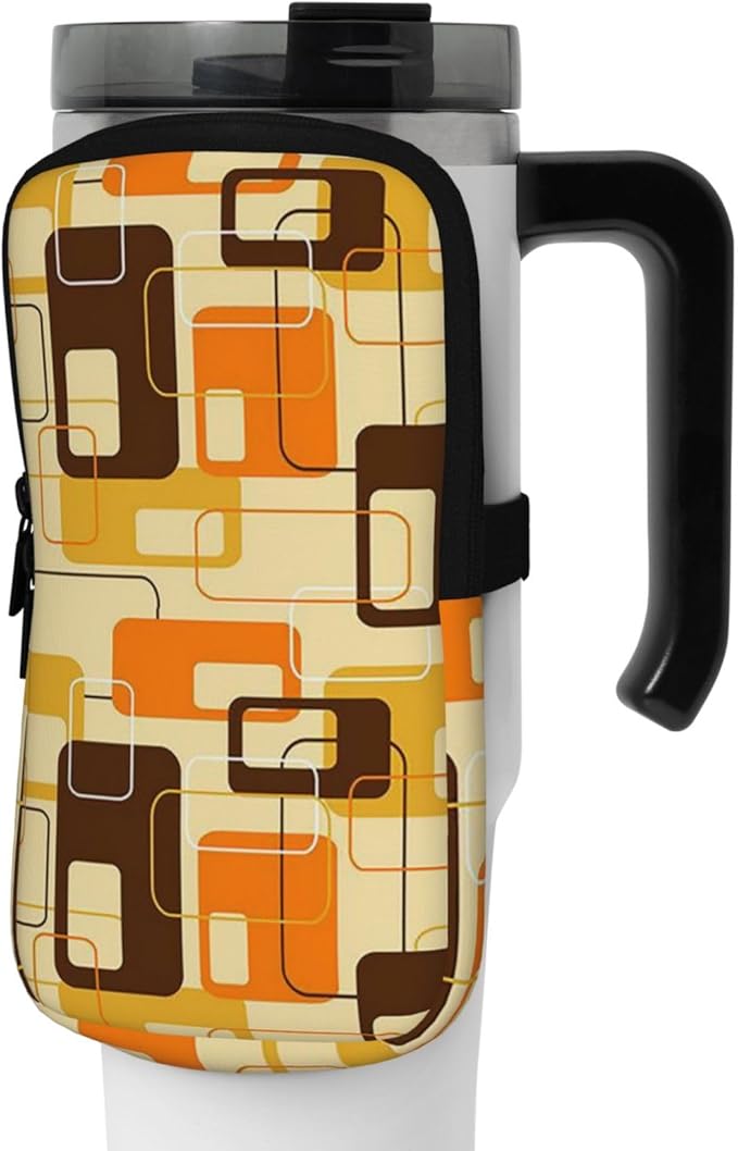 Water Bottle Pouch for Stanley Cup 40oz 30oz,Personalized Gym Purse for Men Women, Tumbler Pouch with Versatile Pocket Water Bottle Bag for Cards, Keys, Phone Botanical Leaf