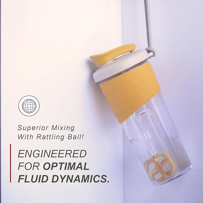 Shaker Bottle for Protein Mixes，24 oz，Protein Shaker Bottles with Whisk Ball, Mixer Bottle, Protein Bottle,Portable Pre Workout Whey Protein Drink Shaker Cup，Yellow