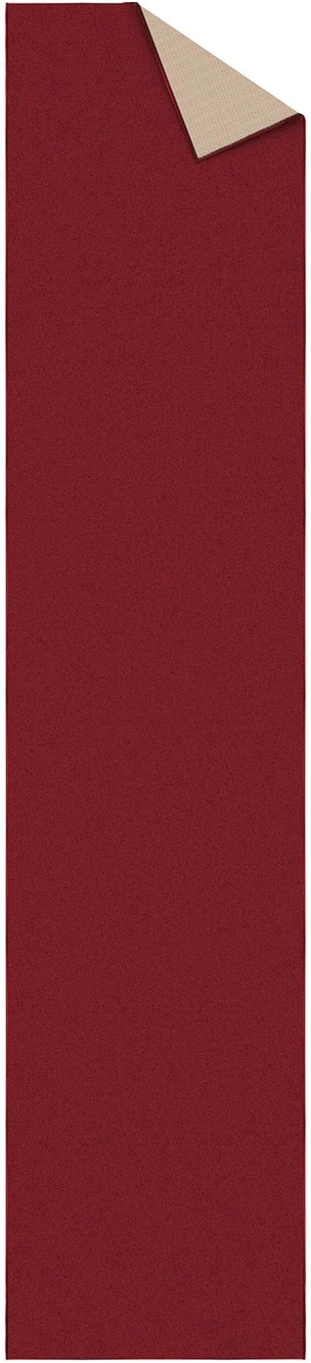 Machine Washable Modern Solid Design Non-Slip Rubberback 3x12 Traditional Runner Rug for Hallway, Kitchen, Bedroom, Living Room, 2'7" x 12', Red