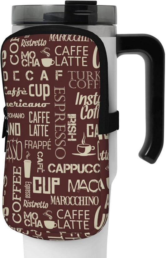 Water Bottle Pouch for Stanley Cup 40oz 30oz,Personalized Gym Purse for Men Women, Tumbler Pouch with Versatile Pocket Water Bottle Bag for Cards, Keys, Phone Botanical Leaf