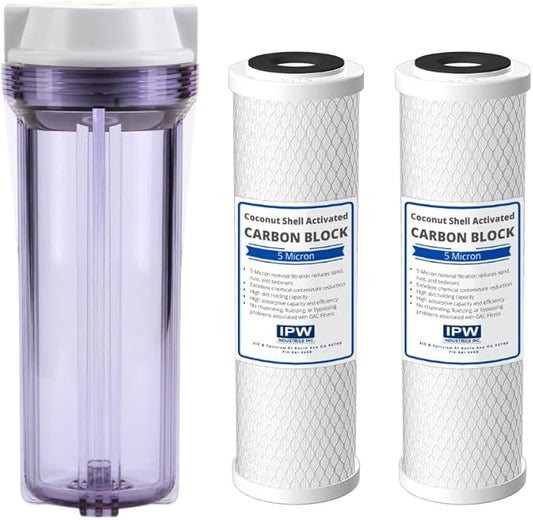 Compatible to Water Pur Company CCI-10CLW Filter Canister with 1/4” NPT ports and (2) CCI-10-Ca Water Filters by IPW Industries Inc.