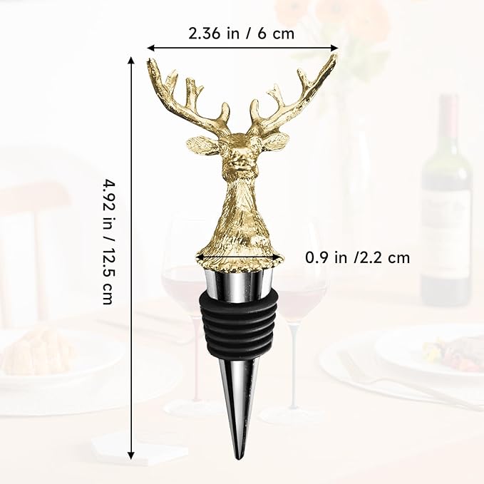 Deer Head Wine Stopper - Unique Rustic Decor Bar Accessorys for Wine Preservation, Ideal Wine Lover Gift