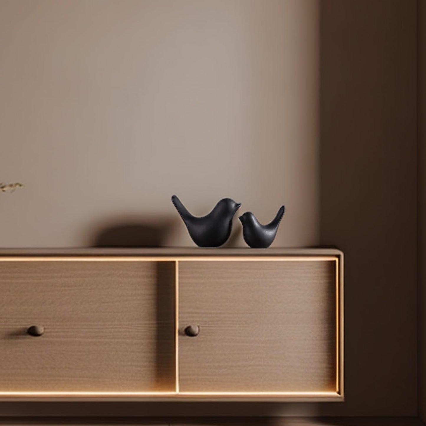 Small Animal Statues, Black Bird Figurines Home Decor, Modern Home Decorative, Ceramic Decor for Office Desktop, Bookshelf, Bedroom, Living Room, Cabinets, Coffee Table(Black 2 Pcs)