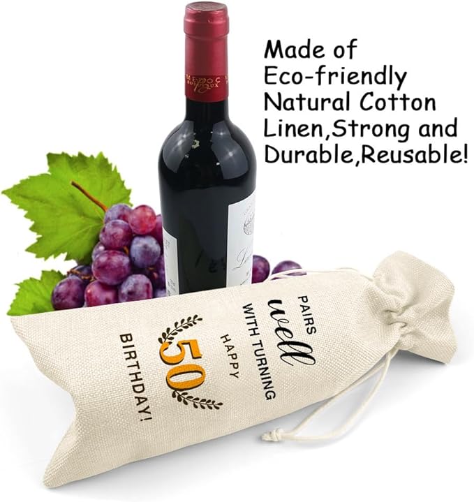 LANBAIHE 50th Birthday Gifts for Her,50th Birthday Gift for Women Men, 50 Years Old Birthday Gifts Wine Bag, 50th Birthday Decorations Party Supplies-1974 Birthday (50 BIRTHDAY)