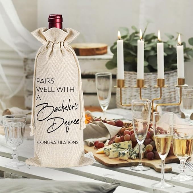 Students Graduation Gifts, Bachelor's Degree Graduation Wine Bag, Pairs Well With A Bachelor's Degree Gift, Funny University Graduation Gifts, College Students Graduation Gifts for Women Men-22