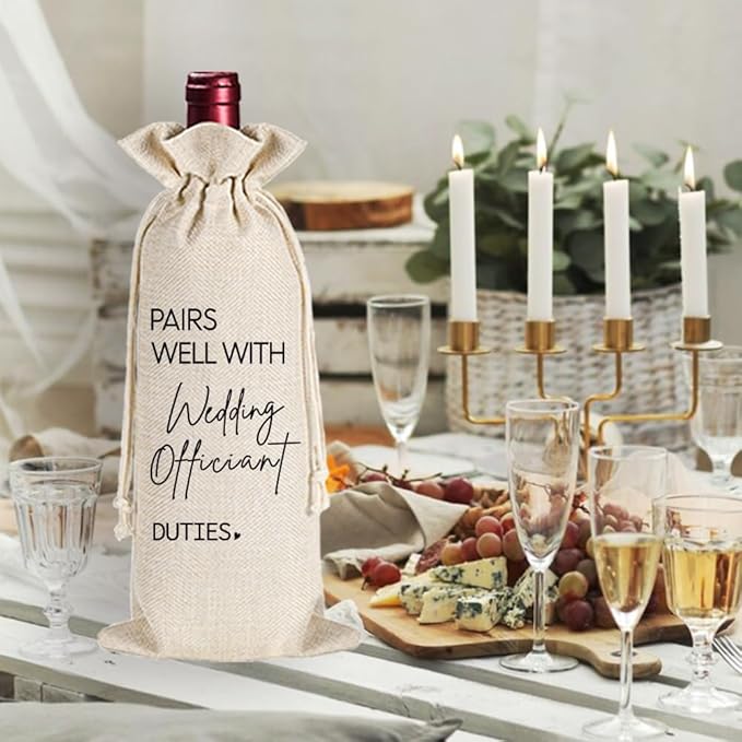 Wedding Officiant Gifts, Officiant Gift, Funny Wedding Registry Wine Bag, Best Officiant Ever Gifts from Couple, Bride Groom Thank You Wine Bag, Officiant Gifts for Wedding Day, Wedding Wine Bag-27