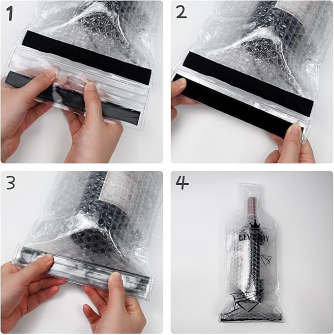 Reusable Wine Bag for Travel Wine Protector Sleeve for Airplane Car Cruise Protection Luggage Leak-proof Impact Resist, 3 Set