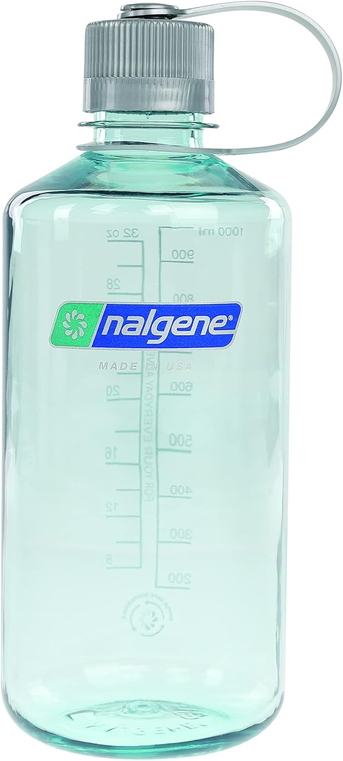 Nalgene Sustain Tritan BPA-Free Water Bottle Made with Material Derived from 50% Plastic Waste, 32 OZ, Narrow Mouth, Seafoam
