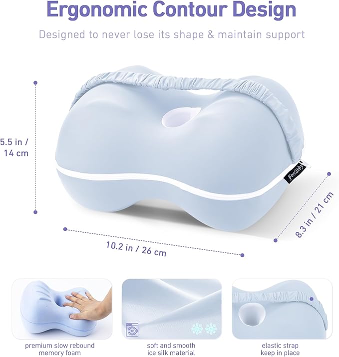 Leg & Knee Pillow for Side Sleepers - Smooth Spine Alignment Pillow - Memory Foam Knee Pillows for Back Hip Pain, Spine Aligning, Sciatica, Surgery Recovery, Pregnancy