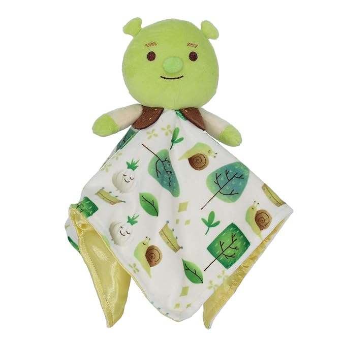 Shrek Blanky – Plush Shrek Head with Embroidered Facial Details – Made with Super Soft & Snuggly Material & Satin Underlay – Perfect for Nap Time or Loveable Gift for Baby Boys & Girls
