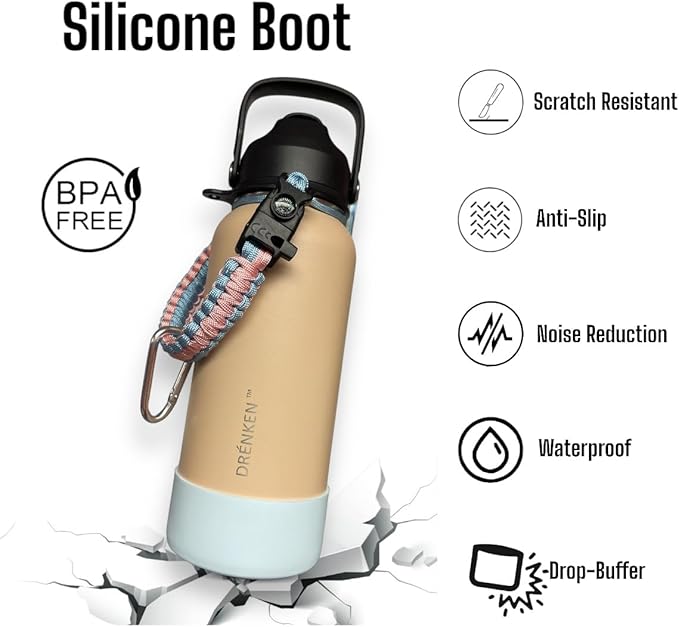 Water Bottle, Insulated water bottle, Stainless steel water bottle for kids men women Sports water bottle 32 oz Water bottle with straw Insulated Flask (Nude)