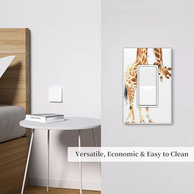 Wild Animal Watercolor Giraffe Light Switch Cover Decorative Single Rocker Plastic Wall Plate Outlet Cover for Women Girls Bedroom Kitchen Living Room Decor 4.5 * 2.76