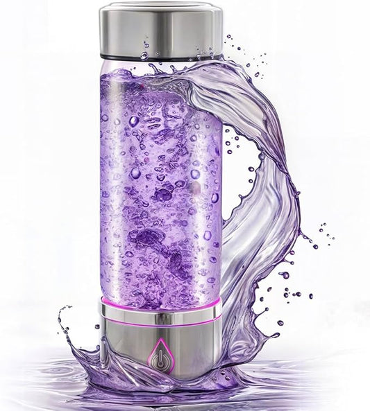 H3O Hydrogen Water Bottle - Hydrogen-Infused Water Machine with Built-in Purple Protective Light - Portable Water Ionizer for Hydration, Energy, Sleep Quality - 3000PPB Hydrogen Ions per Cycle