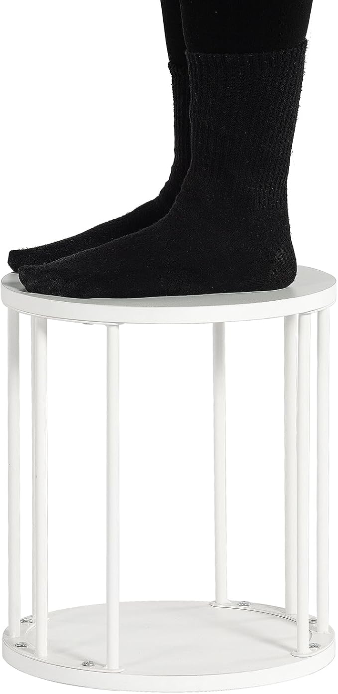 HDANI Wooden Stool Set of 2 for Kids,Adults,300lbs Load Capacity Garden Round Wood Stool,Non-Slip Small Step Stool for Plant Stand,Kitchen,Bathroom and Bedroom,White