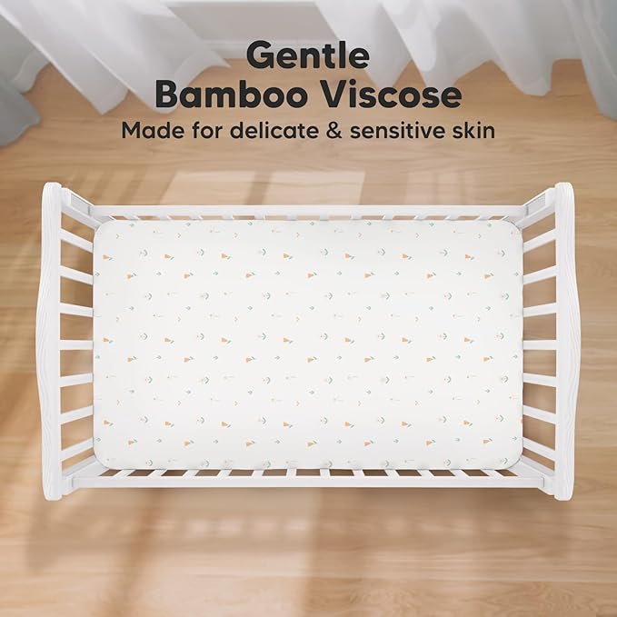2-Pack Crib Sheets for Boys,Girls - Viscose Derived from Bamboo Fitted Crib Sheet, Organic Baby Crib Sheets, Crib Mattress Sheet,Toddler Bed Sheets,Baby Sheets for Crib Fitted Sheets(Wildflowers)