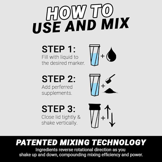 HELIMIX 2.0 Vortex Blender Shaker Bottle Holds upto 28oz | No Blending Ball or Whisk | USA Made | Portable Pre Workout Whey Protein Drink Shaker Cup | Mixes Cocktails Smoothies Shakes | Top Rack Safe