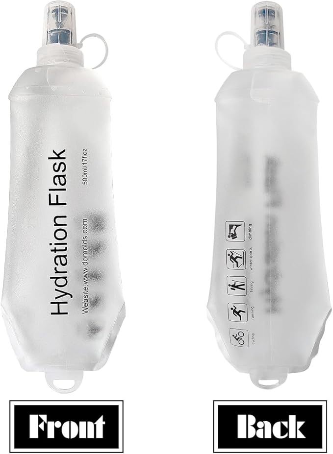 Transparent Frosted Texture Soft Flask, TPU Foldable Running Hydration Flask, for Hydration Packs/Running Vests-Running, Hiking, Cycling Folding Bottle-17 oz/500 ml
