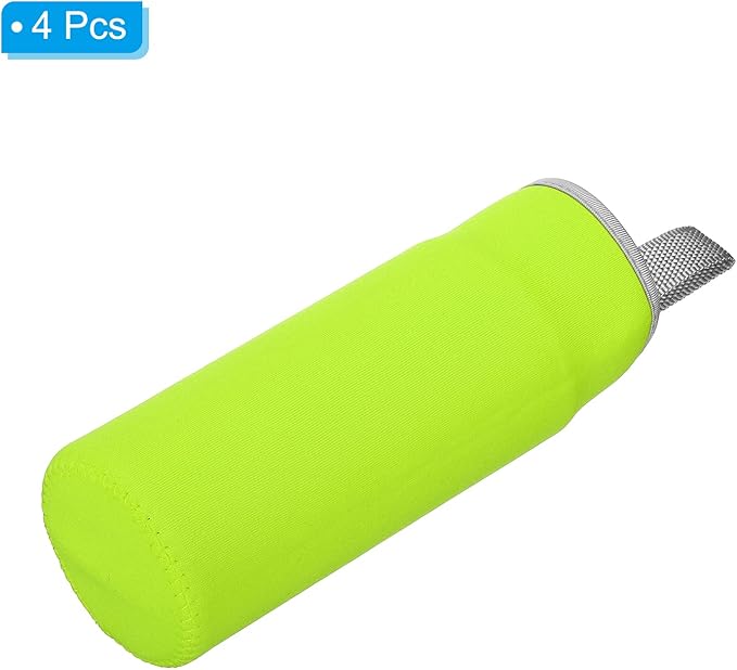 PATIKIL 65mmx180mm Water Bottle Sleeve, 4 Pack Neoprene Insulated Bottle Bag Holder Carrier Pouch with Finger Strap, Green
