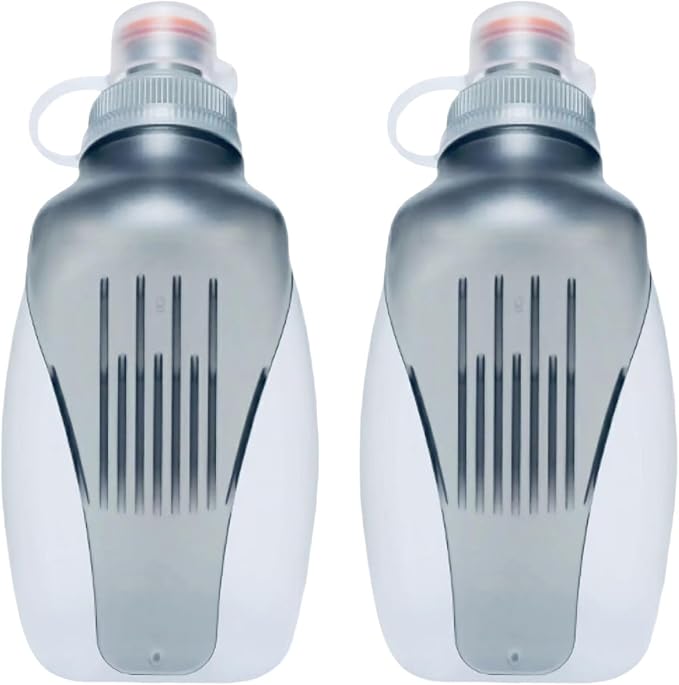 Water Bottle for Running No Bounce Water Bottle with Clip and Cover Cap,BPA-Free Plastic, 8.8oz (250ml) for Running/Marathon/Walking/Hiking/Cycling/Trail/Skiing (2 Pack)