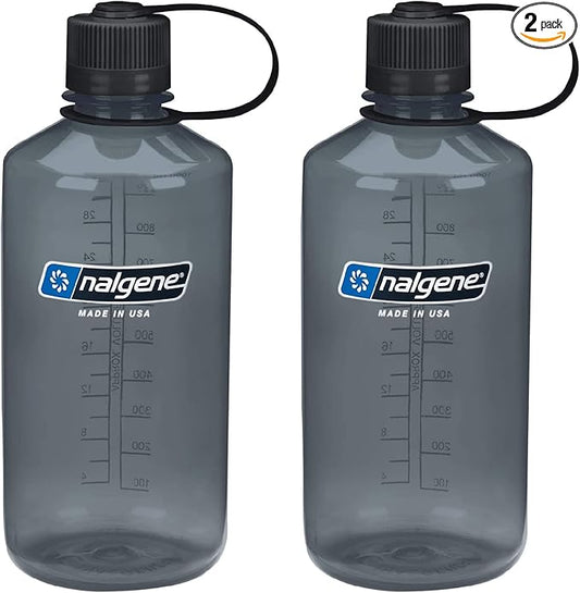 Sustain Tritan Narrow Mouth BPA-Free Water Bottle, 32 oz - 2 Pack (Gray) - Tritan Narrow Mouth Water Bottle, 1-Quart