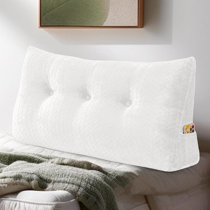 Triangular Wedge Headboard Pillow Large Bolster Bed Rest Reading Pillow Backrest Positioning Support Bolster Cushion with Removable Cover
