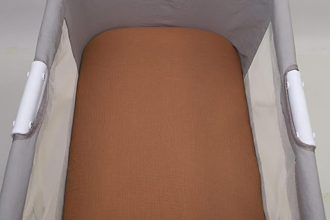 Muslin Bassinet Sheets 32"x 16" Compatible with Dream On Me Karley Bassinet, Delta Children Deluxe and Safety 1st Bassinet, 2 Pack 100% Cotton, Natural and Rainbow