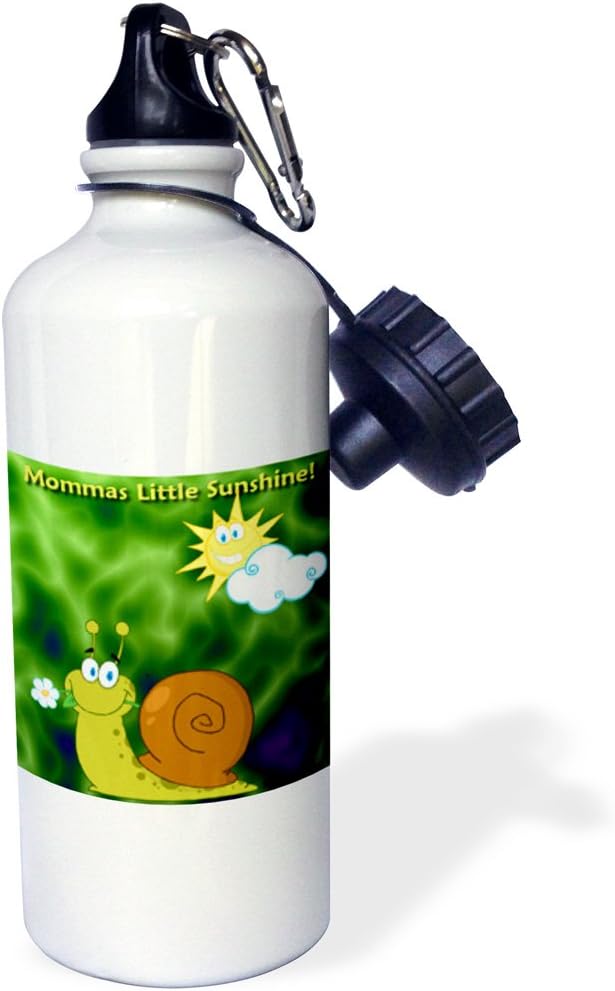 3dRose "Cute Snail Mommy's Little Sunshine" Sports Water Bottle, 21 oz, White