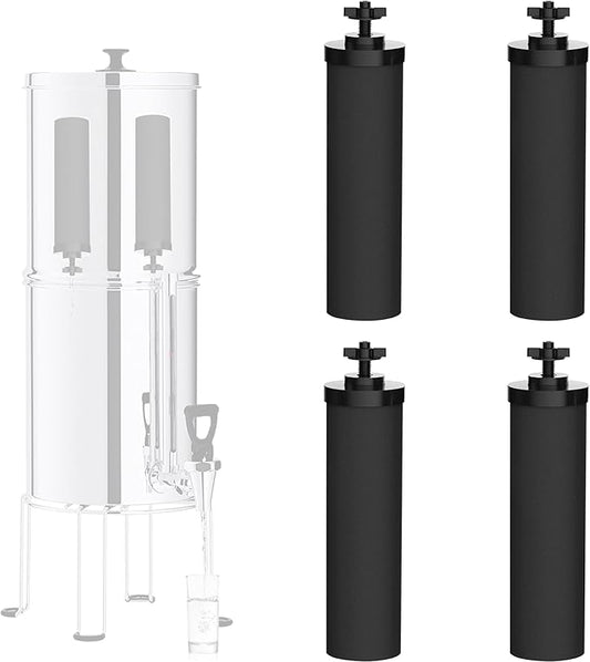 Black Filters 4 Pack by NSF/ANSI 42 Certified, Replacement for BB9-2® Purification Elements Filters, Compatible with Berkey Gravity Filtration System, Replacement for Berkey Black Filters