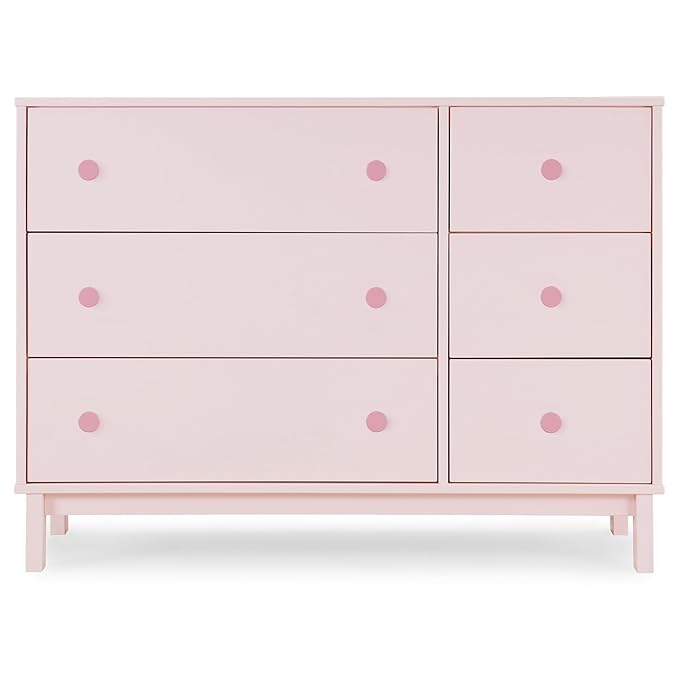 GAP babyGap Legacy 6 Drawer Dresser with Interlocking Drawers - Greenguard Gold Certified, Blush Pink/Dark Pink