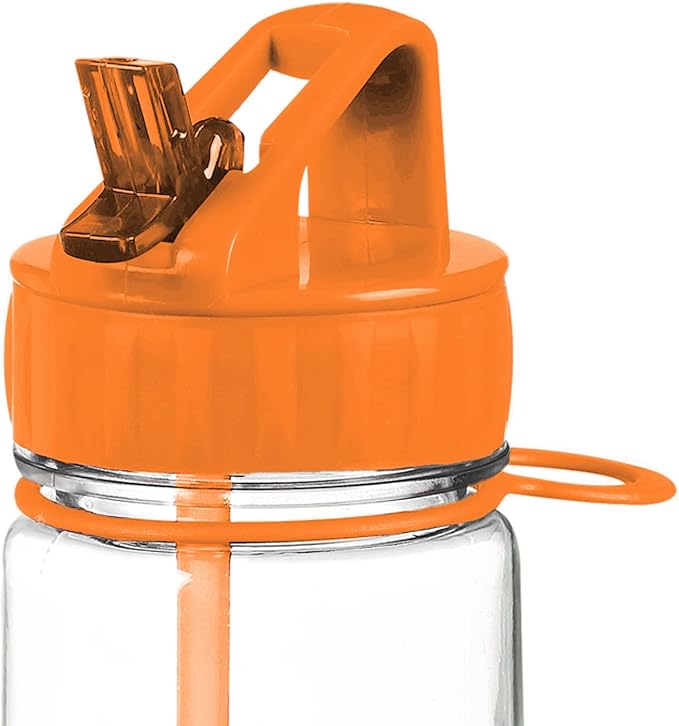 Fight Like a Girl Brave SlimKim 30 oz Motivational Water Bottle with Time Marker & Straw for Leukemia, Kidney Cancer, MS Awareness - Reusable Clear Water Bottle for Workout, Gym, Travel - Orange