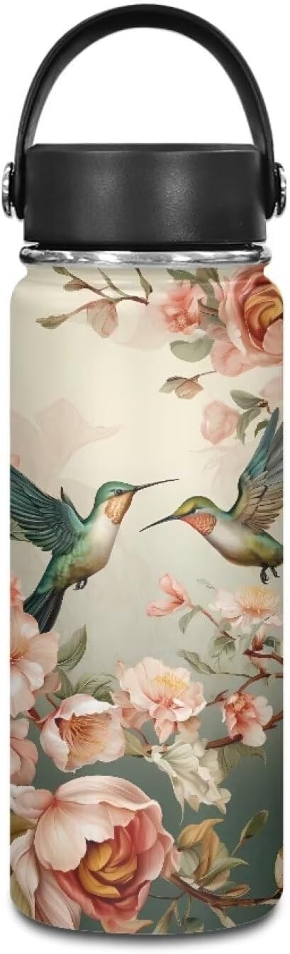 Hummingbird Insulated Water Bottle for Women Stainless Steel Water Bottle 20 Oz Vacuum Flask Sports Water Bottle Travel Cup Coffee Mug