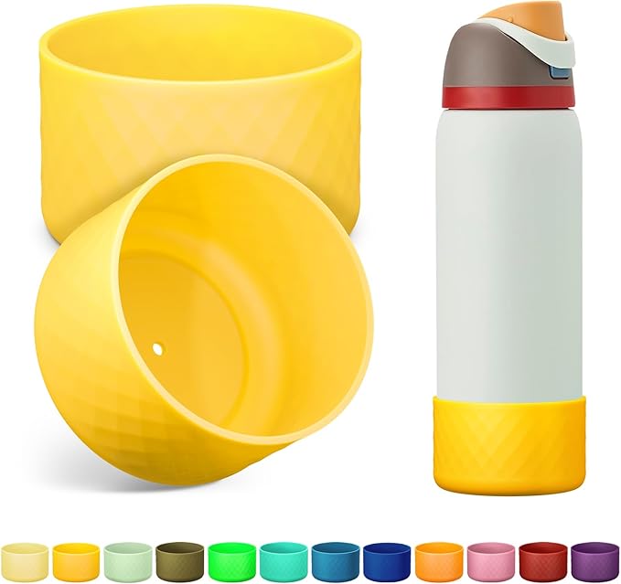 2PCS Silicone Water Bottle Boot for Owala 24oz 32oz 40oz, Anti-Slip Protective Sleeve Bottom Bumper Protector for FreeSip, Twist, and Flip Stainless Steel Water Bottles