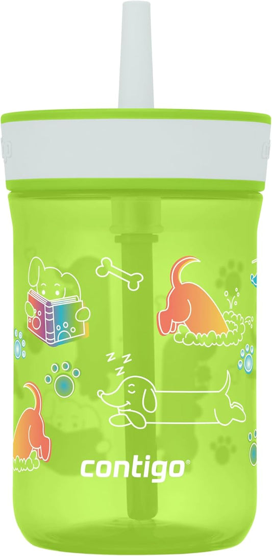 Contigo Leighton Straw Tumbler, 14 oz, Cool Lime (Dogs)
