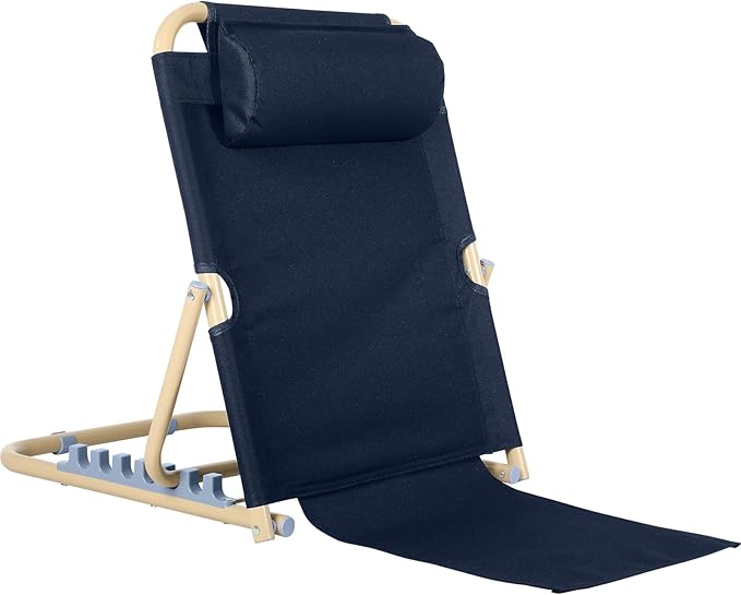 Lifting Bed Backrest Portable Folding Adjustable Sit up Back Rest Multifunction Chair for Bed Change Angle of Backrest for Elderly Patients Back Neck Lumbar Support (Dark Blue,23.6 Inch)