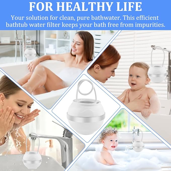 Bath Ball Filter, 8 Stages Bath Water Filter for Tub Faucet, Removes Hundreds of Contaminants for Softer and Healthier Skin(COLOR:white)