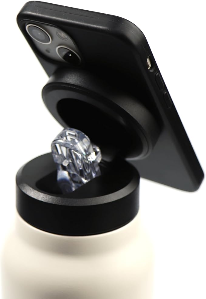 Insulated water bottle with magnetic mobile phone holder, stainless steel water bottle, with invisible magnetic stickers, suitable for various types of mobile phones, multi-angle rotation