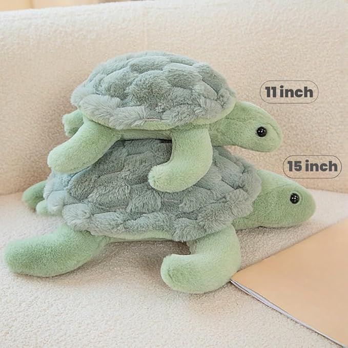 Soft Sea Turtle Plush Toy, Cute Turtle Stuffed Animals, Small Turtle Plush, Tortoise Plushies Pillow Gifts for Kids Adults (Green 11 in)