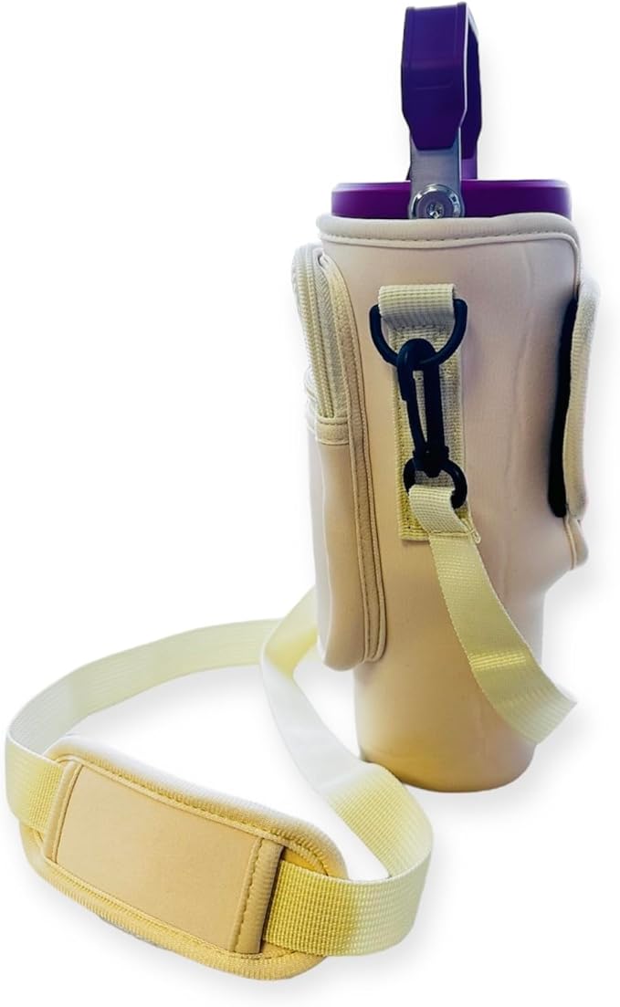 Prime Choice 30oz / 40oz Water Bottle Holder Sleeve Water Bottle Sling Carrier Bag Compatible With 30 40oz Stanley Cup Tumbler and Simple Modern Tumbler (Rose Cream)