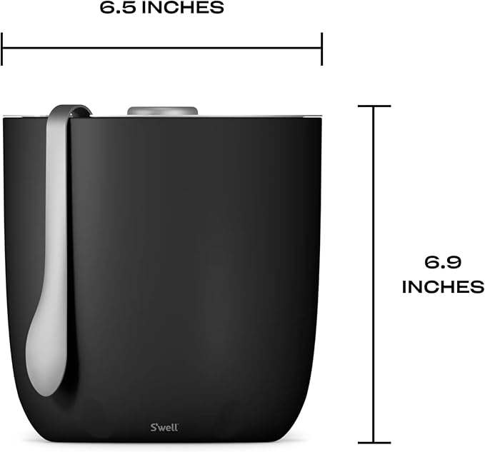 S'well Ice Bucket with Tongs, 68 oz, Onyx
