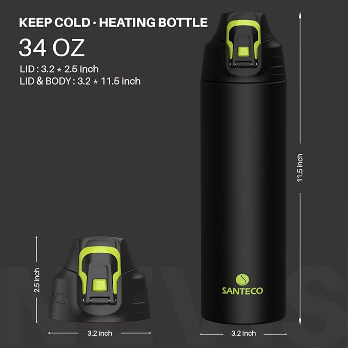 Insulated Sports Water Bottle, Stainless Steel Water Bottles with Locking Flip Top Lid, Insulated Bottle with Double-Wall Vacuum Insulation for Fitness and Outdoor Enthusiasts