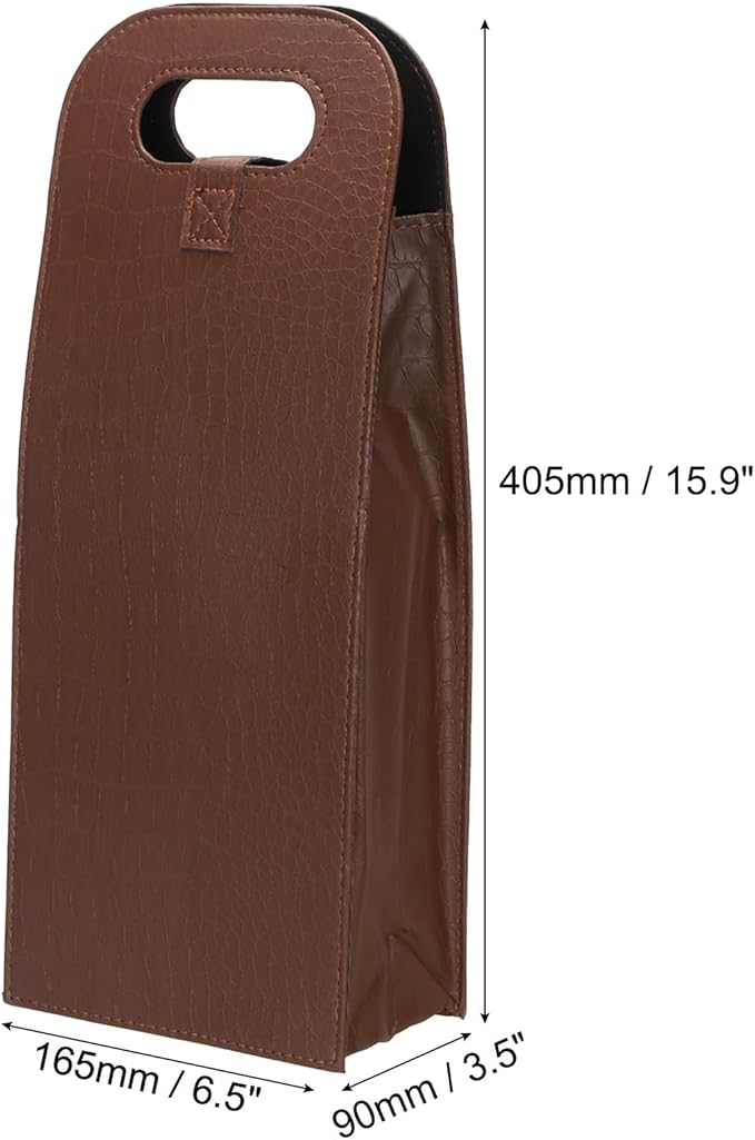 PATIKIL 2 Bottle Wine Gift Bag, Wine Bag Reusable Leather Wine Tote Carrier for Wine Bottles Portable Champagne Gift Bags for Picnic Party Wedding, Brown-2