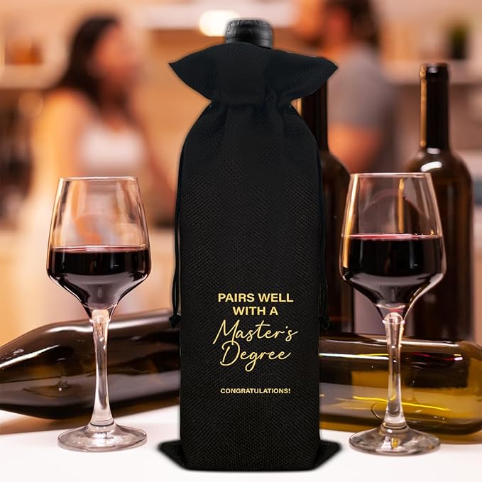 Graduation Wine Bag Masters Degree Wine Gift Bag Graduation Gift for Him Her Graduates College Grad